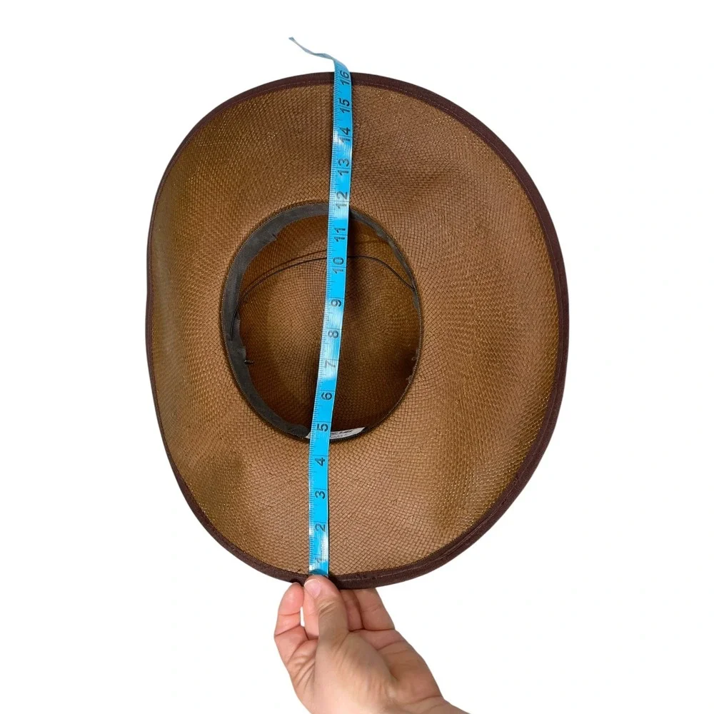 Georgi OS Brown Wide Brim Sun Hat Satin Bow Trim Made in USA Vintage Old Money - Picture 5 of 6